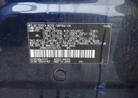 2007 Toyota Rav4 z USA, uszkodzony, nr VIN JTMBD33V376027531